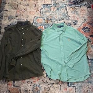 BUNDLE:dark & light green Ralph Lauren button down